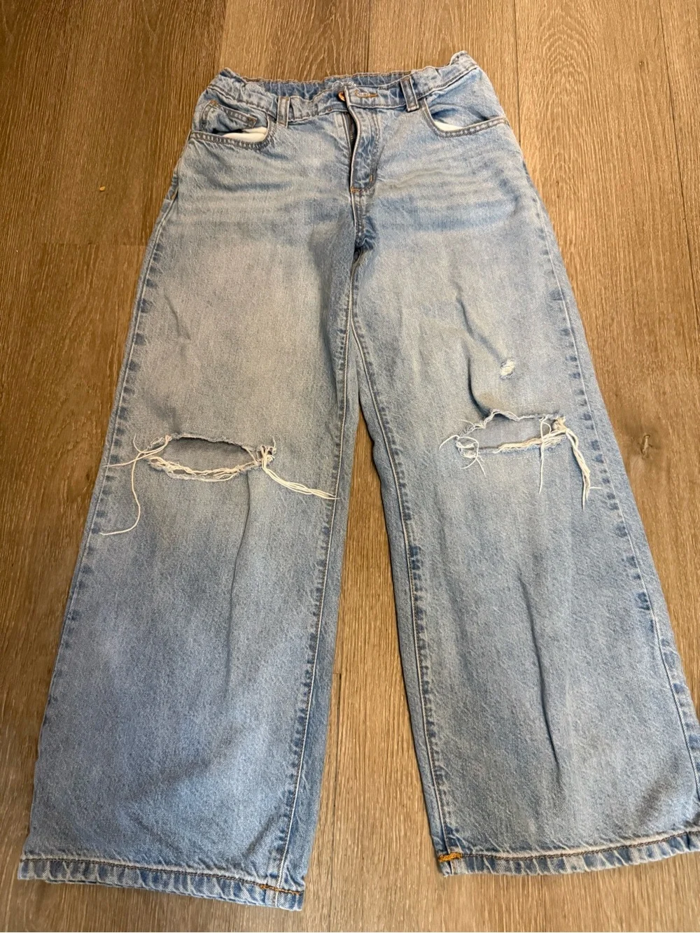art class Light Wash Distressed Wide-Leg Jeans